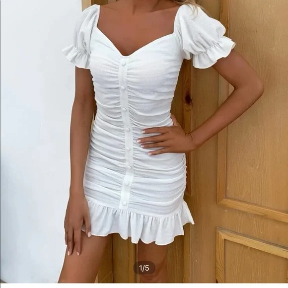 dress for women graduation ZAPAKA Women Off The Shoulder Graduation Dress Bodycon Satin Little White Dress, White / US26W